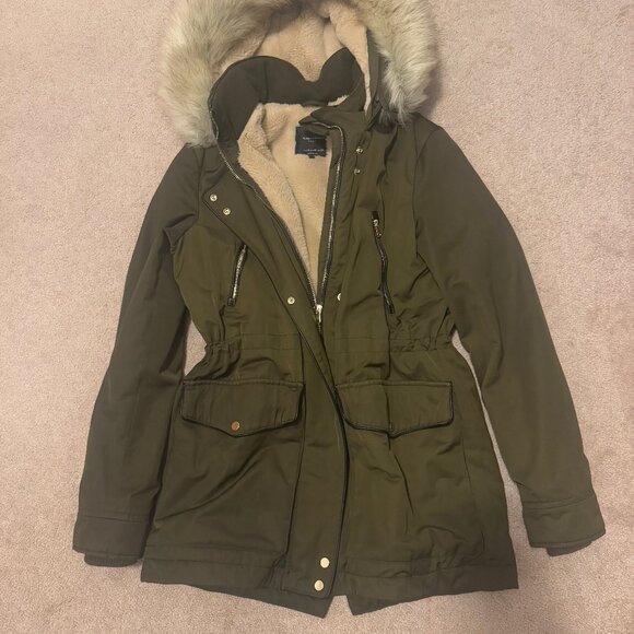 XS Zara Mid-length Olive Green Waterproof Parka (Warm lining) - Picture 1 of 3